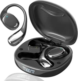 Fones de Ouvido Bluetooth Sem Fio OWS de Arco para Ouvido, com Condutância Óssea e Tecnologia Bluetooth 5.4 Controle de Voz (preto)