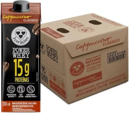 3 Corações Bebida Láctea Cappuccino Power Whey Clássico 15g de Proteína com Cafeína 250ml - 12 unidades