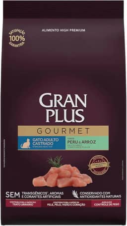 Ração Para Gatos Castrados Gran Plus Gourmet Peru 3Kg
