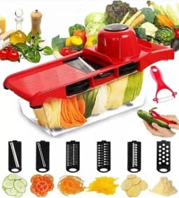 Ralador Fatiador Legumes Mandoline Slicer Multifuncional Aço Inox Fatiador Cortador De Legumes 6 Em 1-IT