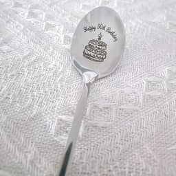 Colher de presente de aniversário de 50 anos para mulheres e homens, presente de feliz aniversário de 50 anos, presente para papai, irmã, 50 anos, presente de aniversário para avó, colher de sobremesa