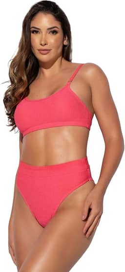 Biquíni Alcinha Bojo Hot Pants Fio Duplo Textura Brilhosa MVB Modas