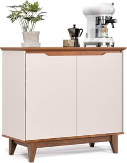 Aparador De Cozinha Balcão Sala Jantar Buffet Flow 2 Portas Organizador (OFF WHITE/FREIJÓ)