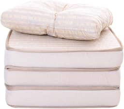 Puff Multiuso 3 em 1 Solteiro Jacquard Bege + Travesseiro