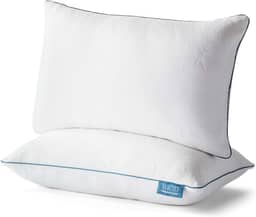 LUCID Almofada de espuma de memória premium desfiada, hipoalergênica, ajustável, loft, pacote com 2, padrão, branco