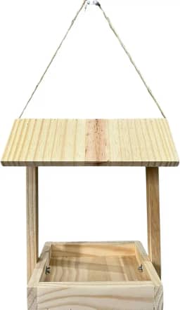 Casinha Para Pássaros Comedouro Rústico Em Madeira Pinus