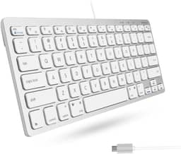 Teclado Macally USB C, Pequeno, Compacto, Com Fio. Plug & Play, para Mac Mini, MacBook Pro/Air, iMac, iPad, Windows, Chromebook, Prata