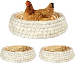 Toolzeen Ninho de galinheiro para galinheiro, palha de base plana feita à mão - pacote com 2 almofadas premium de 39,4 cm x 39,4 cm x 8,9 cm (2 ninhos)