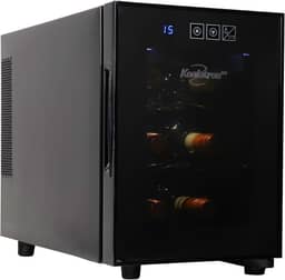 Koolatron Refrigerador de vinho para 6 garrafas, preto, geladeira termoelétrica, 16 litros, adega independente, armazenamento de vinho vermelho, branco e espumante para cozinha pequena, apartamento, apartamento, trailer