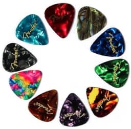 Kit com 10 Palhetas para Violão e Guitarra, 0,71mm, Multicoloridas em Perolado