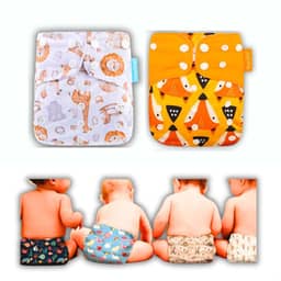 Kit 2 Fraldas Ecológicas De Pano Ajustáveis + 3 Absorventes (Sem Gênero)
