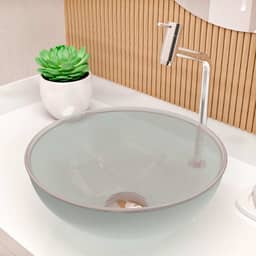 Cuba Pia de Apoio Sobrepor Vidro Redonda 29cm Banheiro Lavabo Beltempo BT-4030 (Transparente)