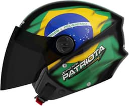 Pro Tork Capacete Aberto New Liberty Three Patriota Brasil, Viseira Fumê, Preto/Verde, Tam. 58