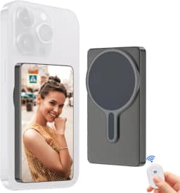 CONNOVA Tela de monitor de selfie Vlog para celular, conexão sem fio com suporte magnético com controle remoto, gravação sem fio 1080p, câmera traseira para transmissão ao vivo de vlog de selfie