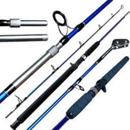 VARA DE PESCA PESADA CARRETILHA PIRAIBA ALTO MAR 6'0" (1.80M) 40-80LB - MACIÇA - 2 PARTES - PEIXES ATE 40KG, PEIXES GRANDES, SOLIDA PONTEIRA C/ROLDANA
