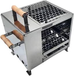 Churrasqueira para Apartamento Ecológica sem Fumaça Pequena Aço Inox 430 Com 2 Grelhas