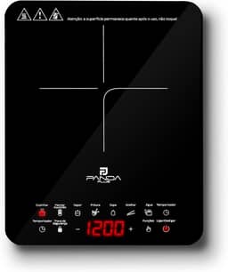 Cooktop Indução Portátil Panda Plus 1 Boca Controle Temperatura Compacto Eficiente Sofisticado Gourmet Preto 220V - 2000W Fácil Limpeza 127-1200W (Preto 127V)