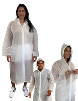 Kit 2 Capa De Chuva EVA Com Capuz Transparente Unissex Impermeável Reforçada Fechamento Botão Feminina Masculina Poncho Reutilizavel Para Evento Show