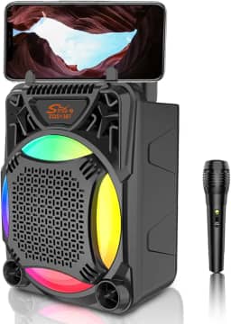 Caixa de Som Bluetooth,Caixa de som com microfone, Alto-falante sem Fio Portátil com Som 3D HD Estéreo, Alcance de 30 Metros, Conexão Rápida