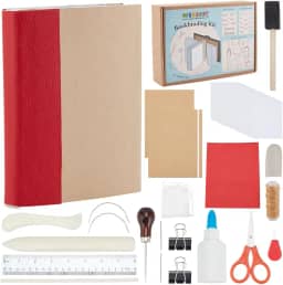 WEBEEDY Kit de encadernação para iniciantes, 64 peças, kit básico de encadernação DIY com instruções para iniciantes, ferramentas completas de encadernação para encadernação DIY, suprimentos de