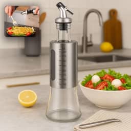 Galheteiro Gourmet de Vidro 300 ml com Bico Dosador – Porta Azeite e Vinagre – Azeiteiro de Mesa Elegante e Prático – Dosagem Precisa para Cozinha e Saladas