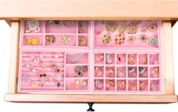 Kit 4 Bandejas Para Jóias Bijuterias Organizadores de Gavetas Divisorias Veludo (Rosa)