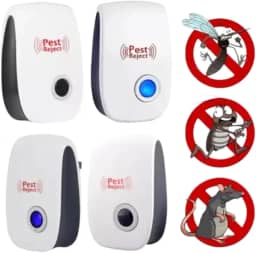 Kit 4 Repelentes Ultrassônicos de Tomada Paki Anti Insetos Mosquitos Baratas Bivolt Elétrico Plug Brasil Sem Cheiro Seguro para Pets