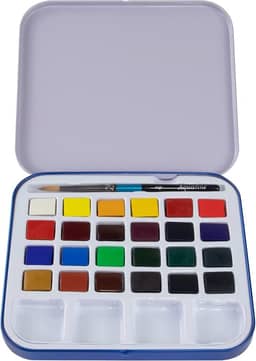 DALER ROWNEY Estojo Metálico Aquarela Aquafine Pastilhas 24 cores