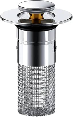 Ralo Inteligente para Pia Válvula Click Inox – Anti Odor e Repelente de Insetos, Sistema de Bloqueio Triplo para Banheiro e Cozinha, Instalação Universal Lavabo Escoamento Lavatorio