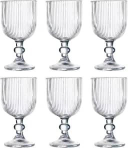 Jogo com 6 Taças de Vidro Canelado 380ml Design Elegante e Resistente Ideal para Suco Água Refrigerante Drinks e Café Transparente para Cozinha Bar e Restaurante
