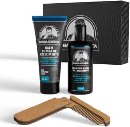 Barba Robusta Kit Para Cuidados da Barba com Balm Shampoo Pente Canivete e Caixa Expositora Produtos para Cuidados e que Estimulam o Crescimento da Barba