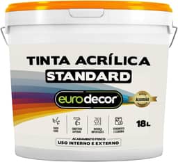 Tinta Acrílica Standard Euro Decor 18L Sem Cheiro Anti Mofo Interior e Exterior (Branco)