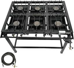 Fogão Industrial 6 Bocas, FERRO FUNDIDO, Base de Aço Carbono, Alta Pressão, 68x95cm