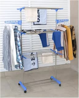 Varal de Chão Multifuncional Vertical Retrátil Aluminio - 3 Andares