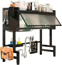 Escorredor de Louça Suspenso com Porta Organizador para Pia Cozinha 65cm Multifuncional Porta Copos Talheres Tábua até 30kg Preto Brinovar