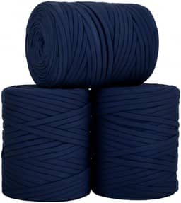 SYMEON Fio de Malha 1kg Ecologico Residual 140m Artesanato Crochê (Tons de azul marinho)