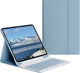 Capa Para Tablet Com Teclado Bluetooth Para iPad 7/8/9 Geração iPad Air3 iPad Pro10,5 Polegadas (Azul Enevoado, Teclado comum)