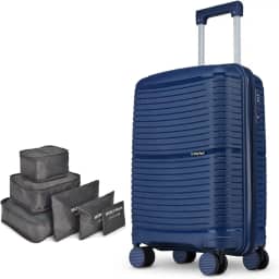 Mala de Viagem Bahamas em Polipropileno, com Conjunto de 6 Organizadores de Bagagem (Mala Bordo Azul)