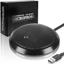 Microfone de Mesa para pc, Microfone de Conferência USB, Microfone Condensador Omnidirecional de 360° com Tecla Silenciosa