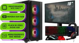 PC Gamer Completo Alligator Shop Intel i7 3770, Radeon RX 550 4GB, Memoria 16GB DDR3, SSD 480GB, Monitor 19 Polegadas