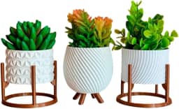 Kit de Vasos Cachepot Minimalista Texturas Vasinho Sala Decoração Delicada para Plantinhas Cactus (Branco)