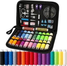 Kit de Costura Completo Com Linhas Coloridas 90 Peças – Estojo Portátil, Tesoura, Agulhas, Fita Métrica e Acessórios Premium