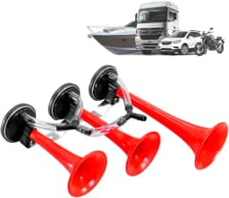 Buzina 3 Corneta A Ar Verdureiro Vermelha Caminhão Truck