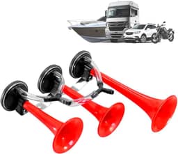 Buzina 3 Corneta A Ar Verdureiro Vermelha Caminhão Truck