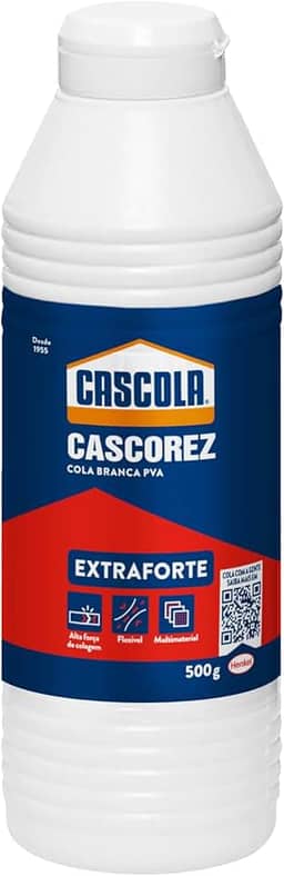 Cascola Cascorez Extra, Cola branca extra forte de fácil aplicação, Cola de PVA com secagem transparente, Cascorez Extra para colagens de alto desempenho, 1x500g