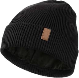 Gorro de malha forrado com lã - chapéu de inverno para homens e mulheres, boné com punho para clima frio