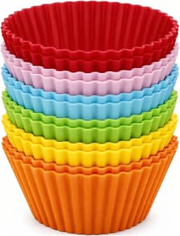 Kit 12 Formas de Silicone para Cupcake, Muffin, Bolinho, Assadeira, Air Fryer, Cores Variadas, Resistente a Temperatura, Forminhas, Livre de BPA – Qualidade Premium
