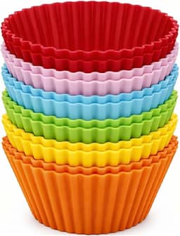 Kit 12 Formas de Silicone para Cupcake, Muffin, Bolinho, Assadeira, Air Fryer, Cores Variadas, Resistente a Temperatura, Forminhas, Livre de BPA – Qualidade Premium