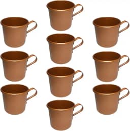 Kit Jogo 10 Caneca Copo Moscow Mule Alumínio Cor Cobre 350ml Para Eventos e Festas