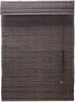 Persiana Bambu Romana Marrom 100 (L) X 220 (A) cm Cortina Madeira Roman Shade C/Bandô 1,00 x 2,20